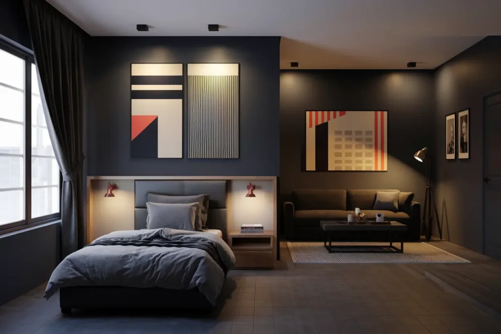 25 Modern Bedroom Ideas for Small Rooms Men Can’t Resist 10 10. Best Wall Art for a Masculine Small Bedroom