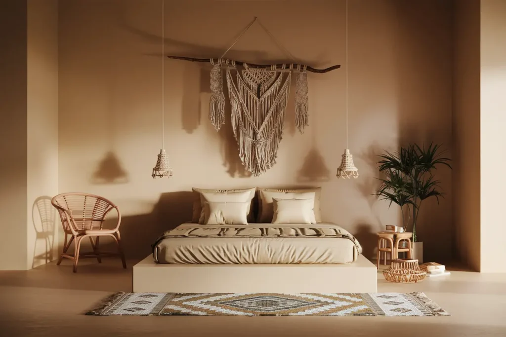 25 Cozy & Clever Bedroom Ideas for Small Rooms Couples Will Obsess Over 15 11. Boho Inspired Small Bedroom Decor for Two
