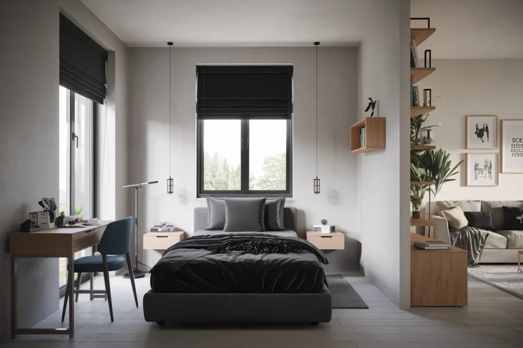 25 Modern Bedroom Ideas for Small Rooms Men Can’t Resist 15 11. Floating Nightstands for a Clean Modern Look