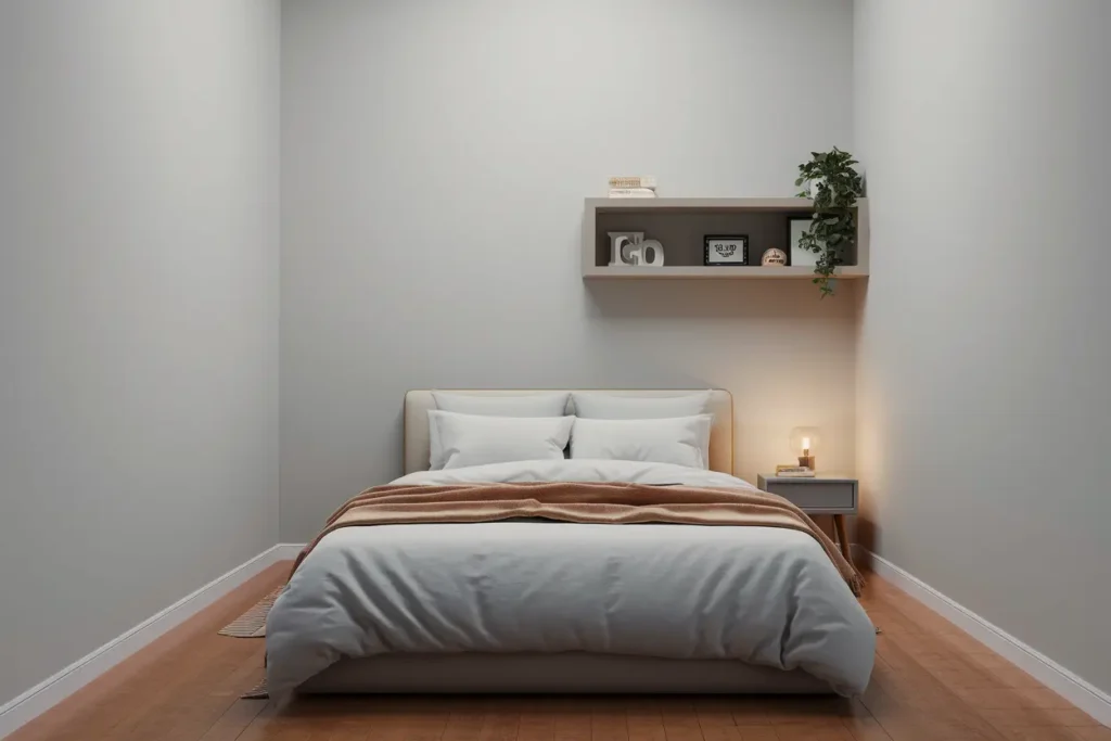 25 Cozy & Clever Bedroom Ideas for Small Rooms Couples Will Obsess Over 16 12. Floating Shelves for Small Bedrooms – Stylish Functional