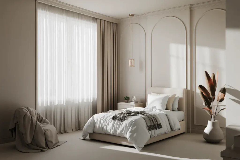 25 Aesthetic Bedroom Ideas for Small Rooms Women Will Love 16 12. White Beige Aesthetic Bedroom Ideas
