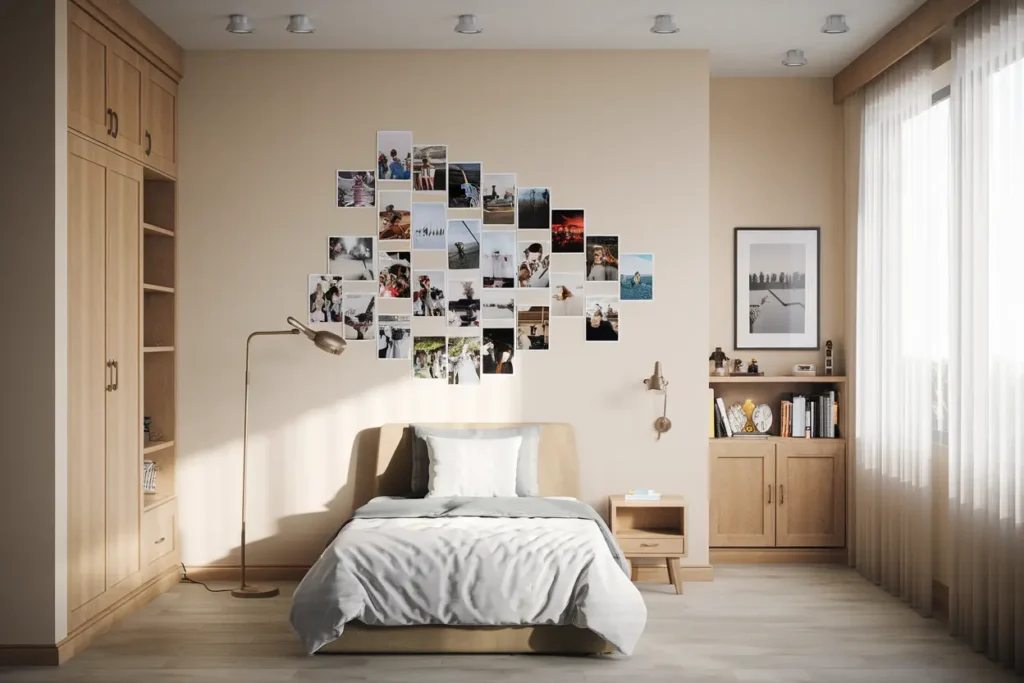 25 Clever Small Room Decoration Ideas to Transform Your Space 20 16. Creative DIY Photo Wall for Small Spaces