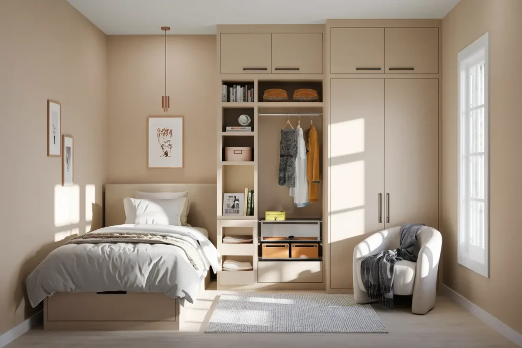 25 Aesthetic Bedroom Ideas for Small Rooms Women Will Love 20 16. Small Bedroom Storage Ideas That Look Aesthetic