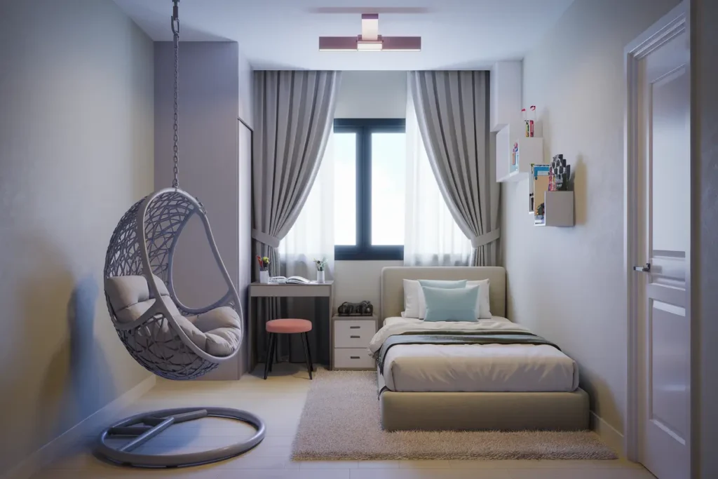 25 Genius Bedroom Ideas for Small Rooms for Teens (That Actually Work!) 24 19. Hanging Hammock Chairs for a Relaxing Small Bedroom