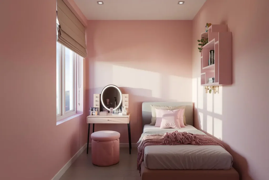 25 Genius Bedroom Ideas for Small Rooms for Teens (That Actually Work!) 31 22. Compact Makeup Vanity Ideas for Teen Girls