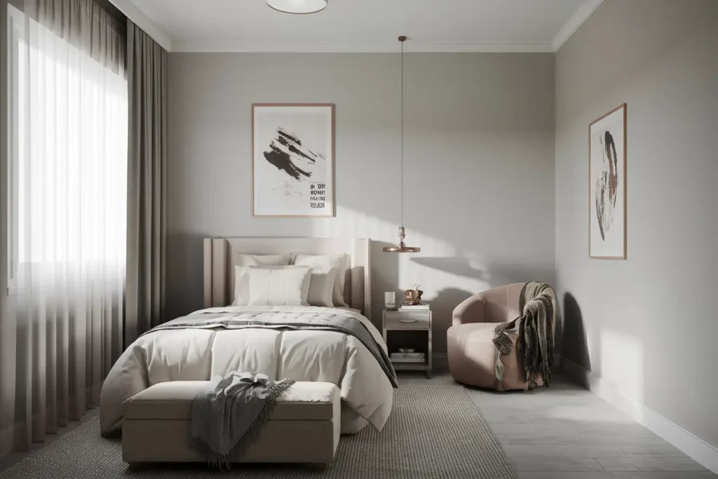 25 Aesthetic Bedroom Ideas for Small Rooms Women Will Love 30 22. Stylish Ottoman Storage for Small Bedrooms