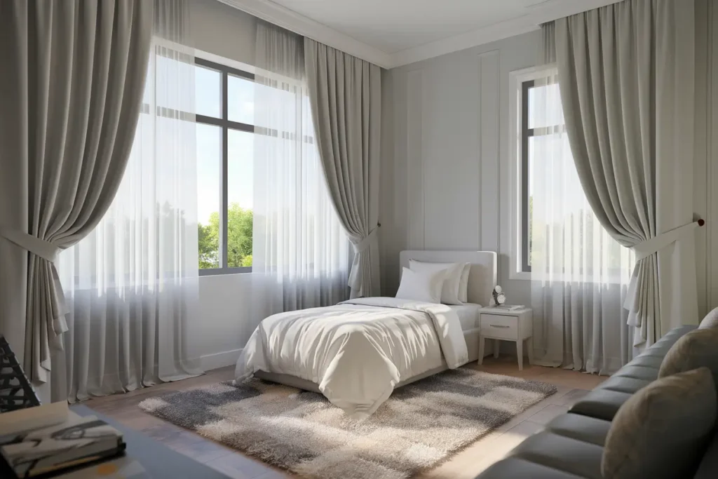 25 Aesthetic Bedroom Ideas for Small Rooms Women Will Love 32 24. Elegant Sheer Curtains for Soft Natural Light
