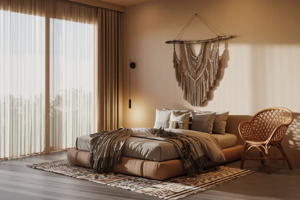 25 Aesthetic Bedroom Ideas for Small Rooms Women Will Love 3 3. Boho Aesthetic Small Bedroom Decor