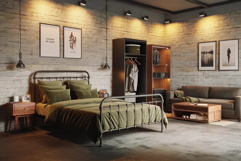 25 Modern Bedroom Ideas for Small Rooms Men Can’t Resist 3 3. Industrial Style Small Bedroom Decor
