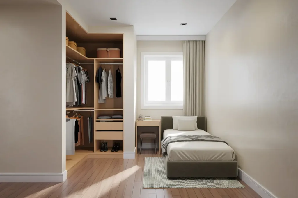 50 Genius Bedroom Ideas for Small Rooms That Looks Wow 48 40. Small Bedroom with Open Closet
