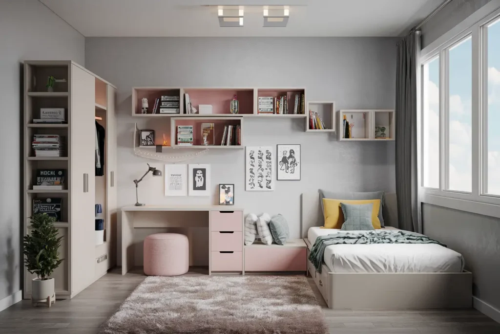 25 Genius Bedroom Ideas for Small Rooms for Teens (That Actually Work!) 5 5. Wall Mounted Shelves for Small Teen Bedrooms