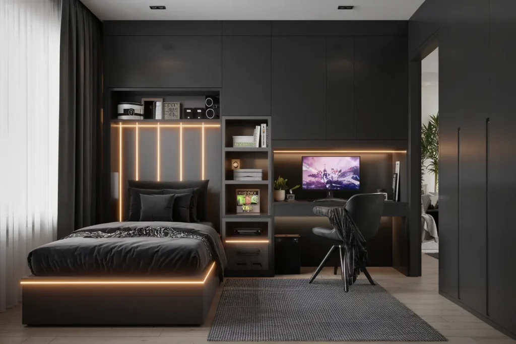 25 Genius Bedroom Ideas for Small Rooms for Teens (That Actually Work!) 6 6. LED Strip Lights for a Modern Teen Bedroom