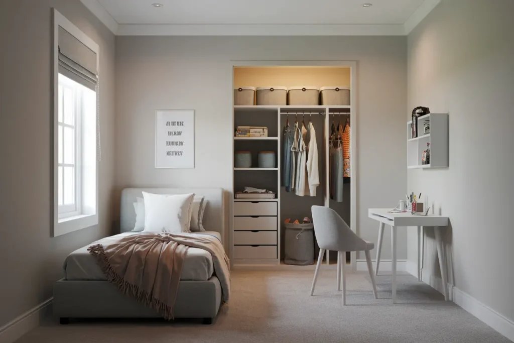 25 Genius Bedroom Ideas for Small Rooms for Teens (That Actually Work!) 9 9. Small Bedroom Closet Organization for Teens
