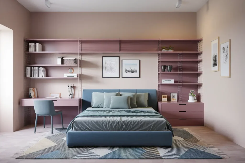 25 Genius Multifunctional Bedroom Furniture Ideas to Max Out Small Spaces 10 10. Modular Shelving Units for Custom Storage
