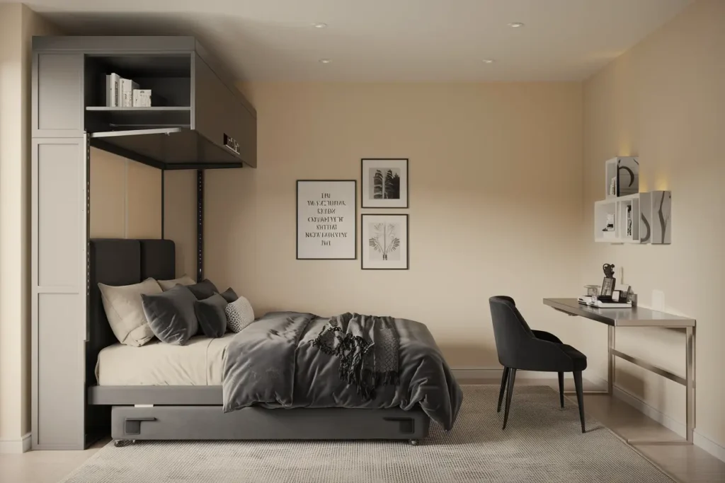 25 Genius Multifunctional Bedroom Furniture Ideas to Max Out Small Spaces 2 2. Murphy Beds with Desk or Sofa Combo