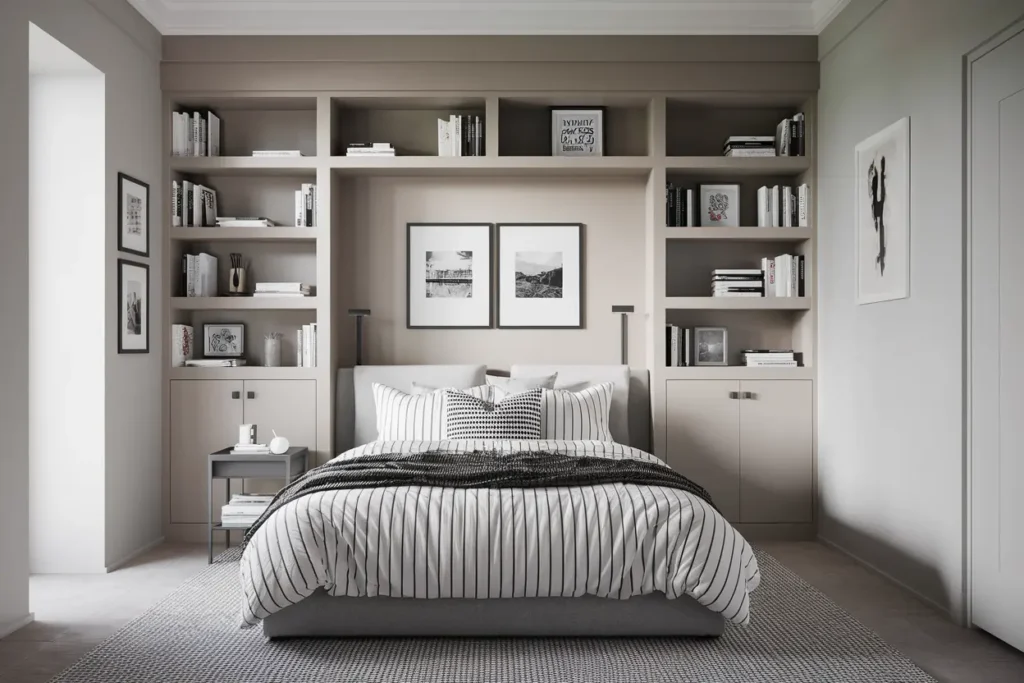 25 Genius Multifunctional Bedroom Furniture Ideas to Max Out Small Spaces 31 23. Bookshelves with Fold Out Desk Feature