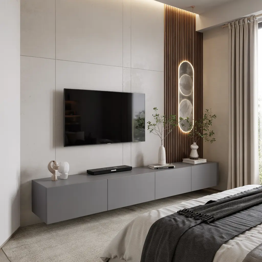 25 Brilliant Small Apartment Bedroom Ideas to Maximize Your Space 29 Compact Bedroom with a Wall Mounted TV Setup