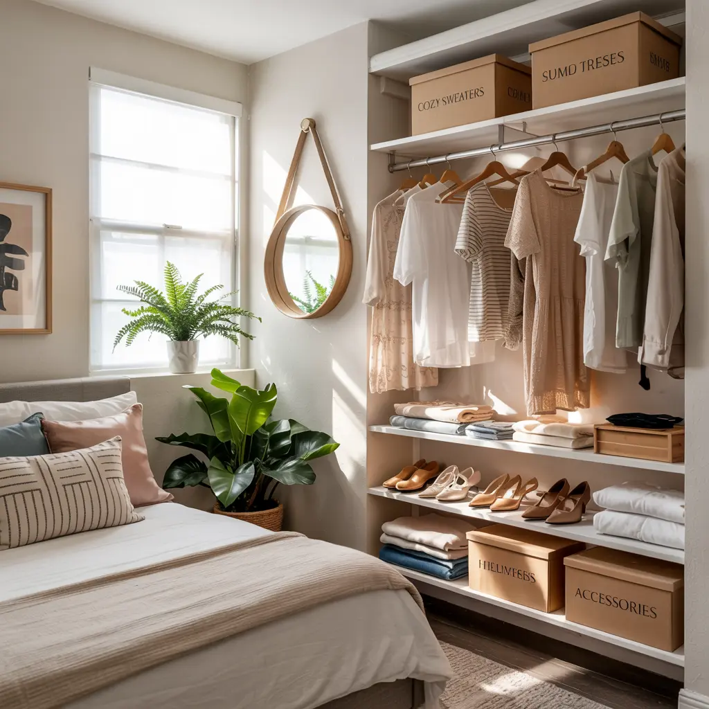 25 Brilliant Small Apartment Bedroom Ideas to Maximize Your Space 19 Compact Closet Organization for Small Apartments