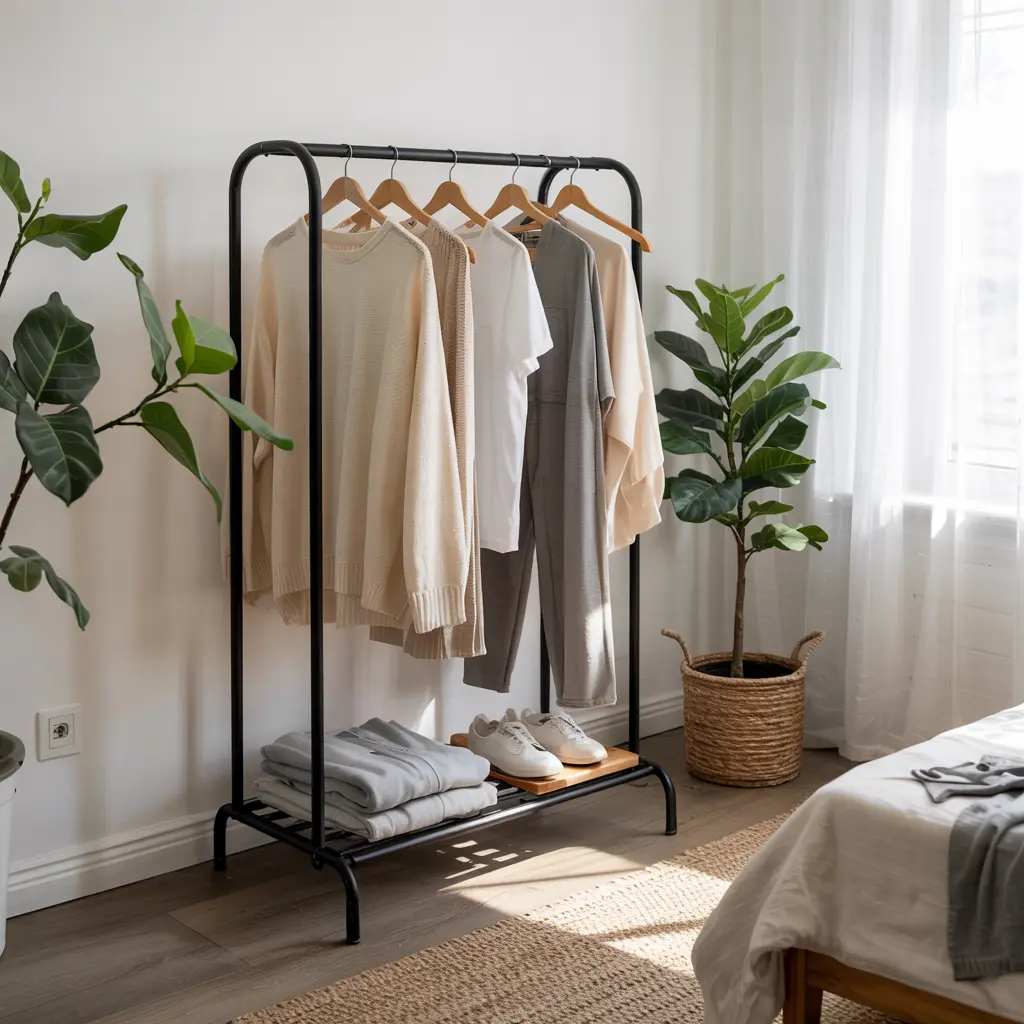 25 Minimalist Small Bedroom Ideas for a Clutter-Free Oasis 32 Compact Clothes Racks for Small Wardrobes