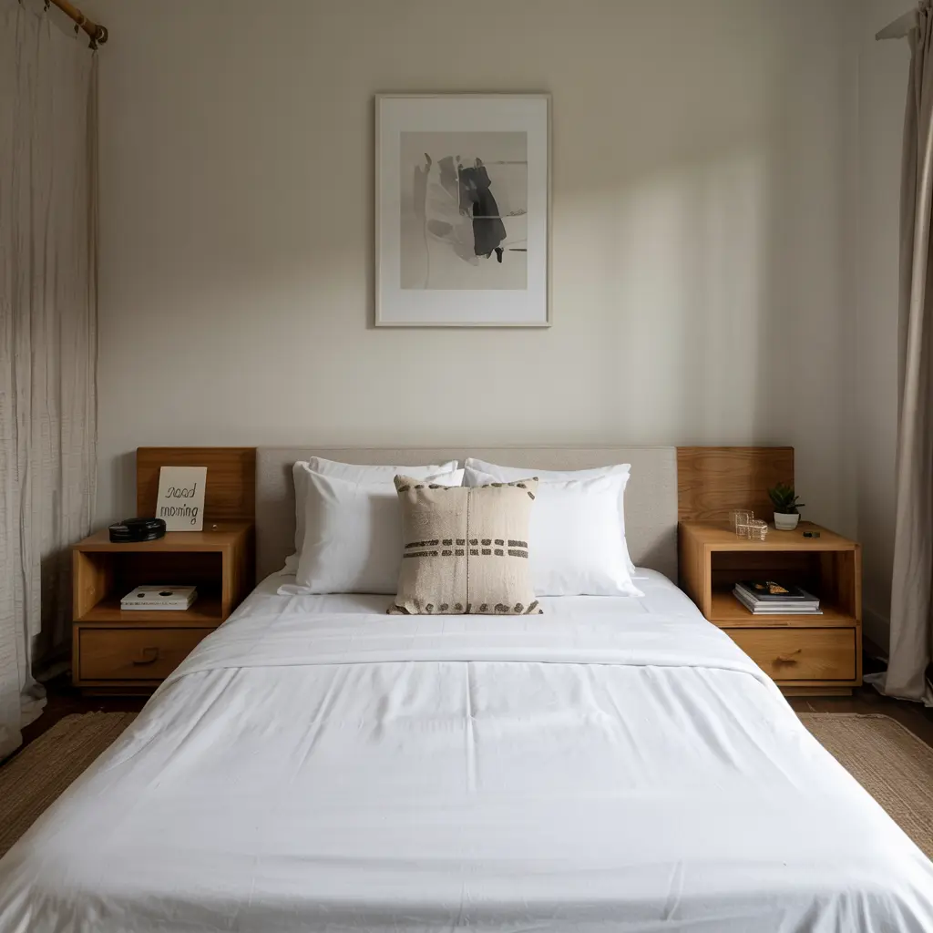 25 Minimalist Small Bedroom Ideas for a Clutter-Free Oasis 21 Multi Functional Bedside Tables with Storage