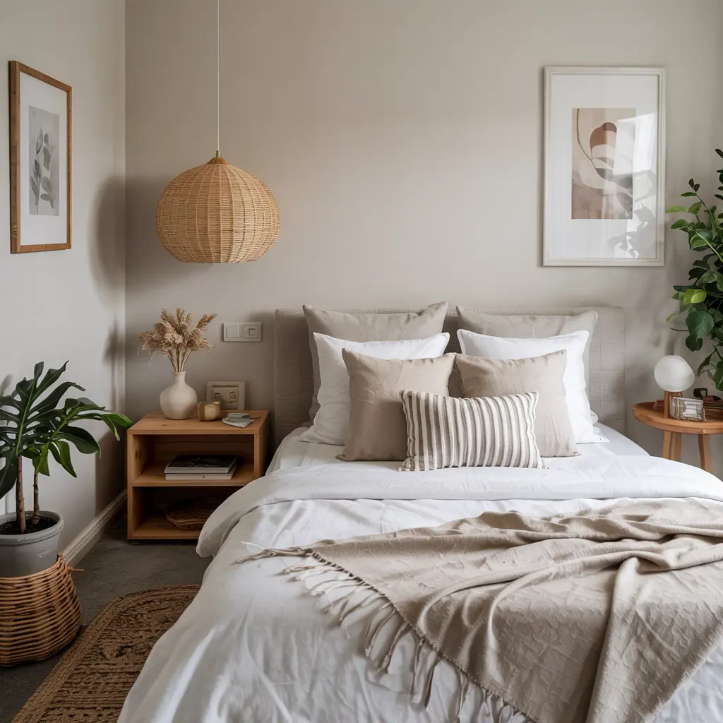 25 Minimalist Small Bedroom Ideas for a Clutter-Free Oasis 6 Simple Bedding in Soft Neutral Tones 1