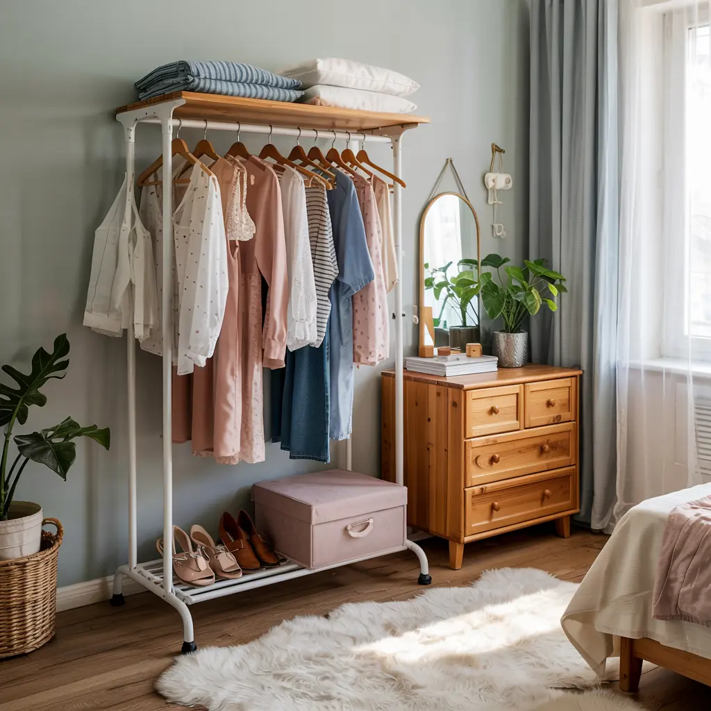25 Clever Small Bedroom Storage Solutions to Declutter Your Life 30 Space Saving Clothes Racks for Small Wardrobes in Bedrooms