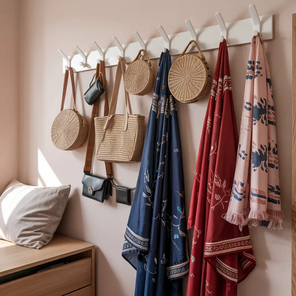 25 Clever Small Bedroom Storage Solutions to Declutter Your Life 24 Wall Mounted Hooks for Bags Accessories in Small Bedrooms
