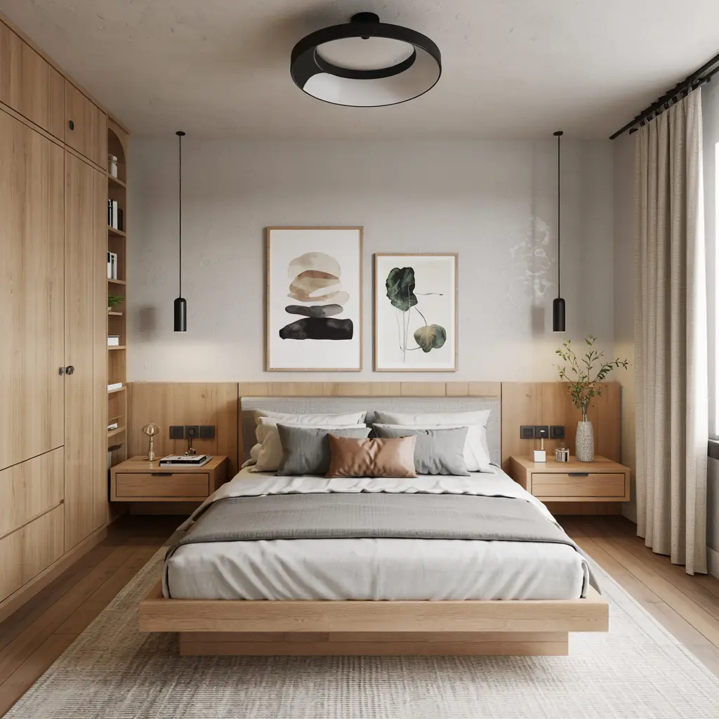 25 Minimalist Small Bedroom Ideas for a Clutter-Free Oasis 7 Wall Mounted Nightstands for a Sleek Design