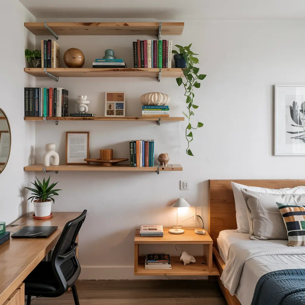 20 Trending DIY bedroom decor ideas for women 10 10. DIY Floating Shelves for Extra Storage