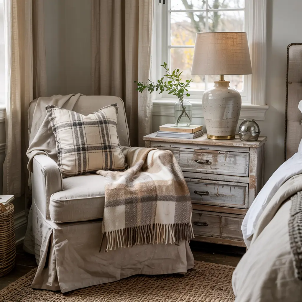11. Neutral Plaid or Flannel Accent Pillows
