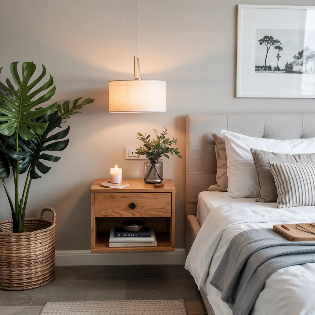 25 Bedroom Decor Ideas for Women Apartment to Save Space 15 11. Wall Mounted Nightstands to Save Floor Space