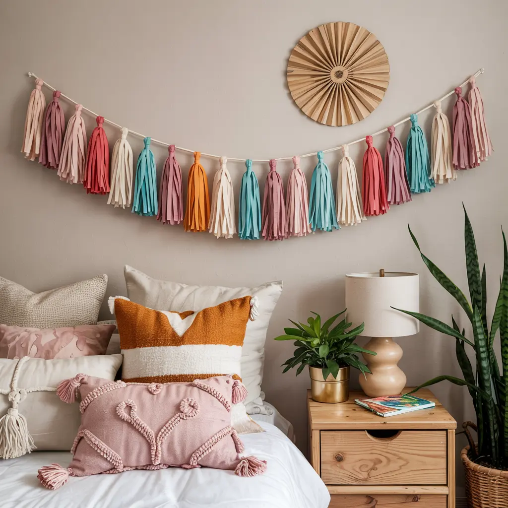 20 Trending DIY bedroom decor ideas for women 16 12. DIY Tassel Garland for a Playful Accent