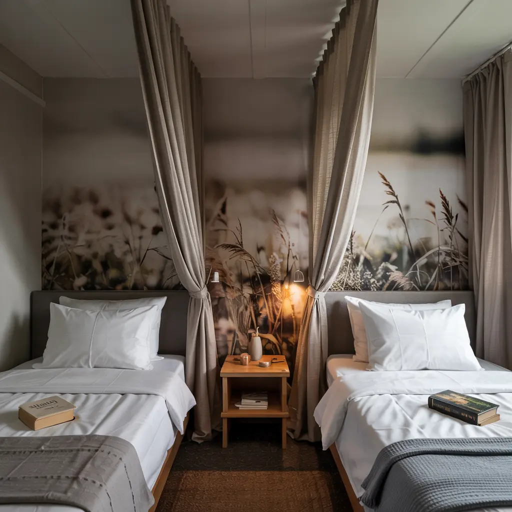13. Curtain Dividers for a Flexible Privacy Option