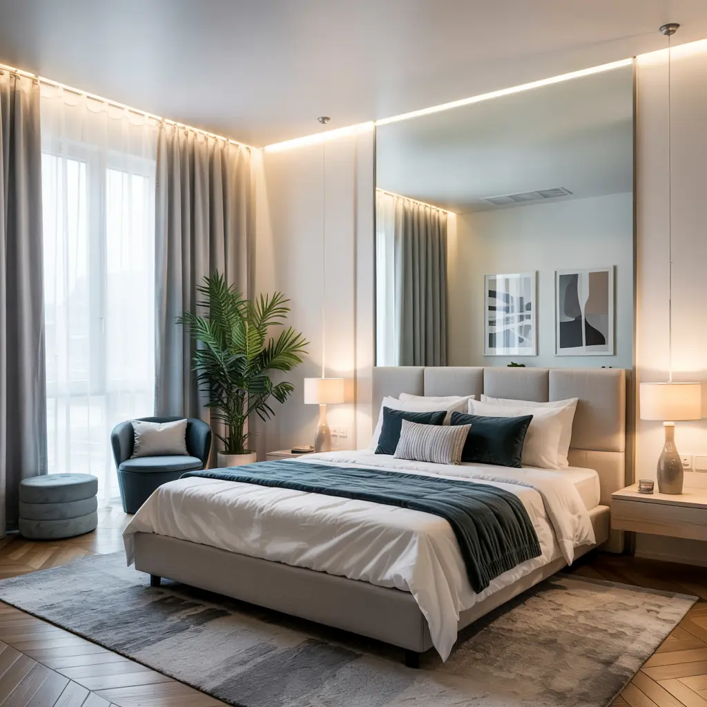 13. Frameless Floor to Ceiling Mirror to Open Up the Room