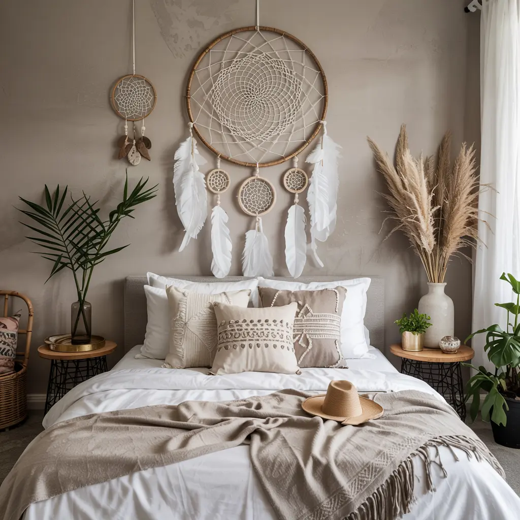 25 Bedroom Decor Ideas Boho Style for Women 18 14. Dreamcatchers for a Classic Boho Touch