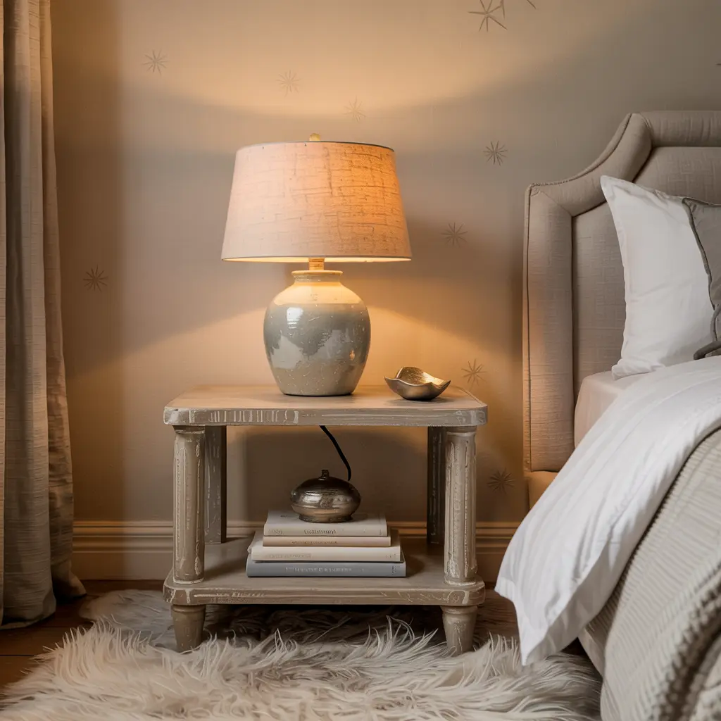 25 Warm & Cozy Bedroom Decor Ideas for Women’s Style 19 15. Bedside Table with a Cozy Warm Lamp