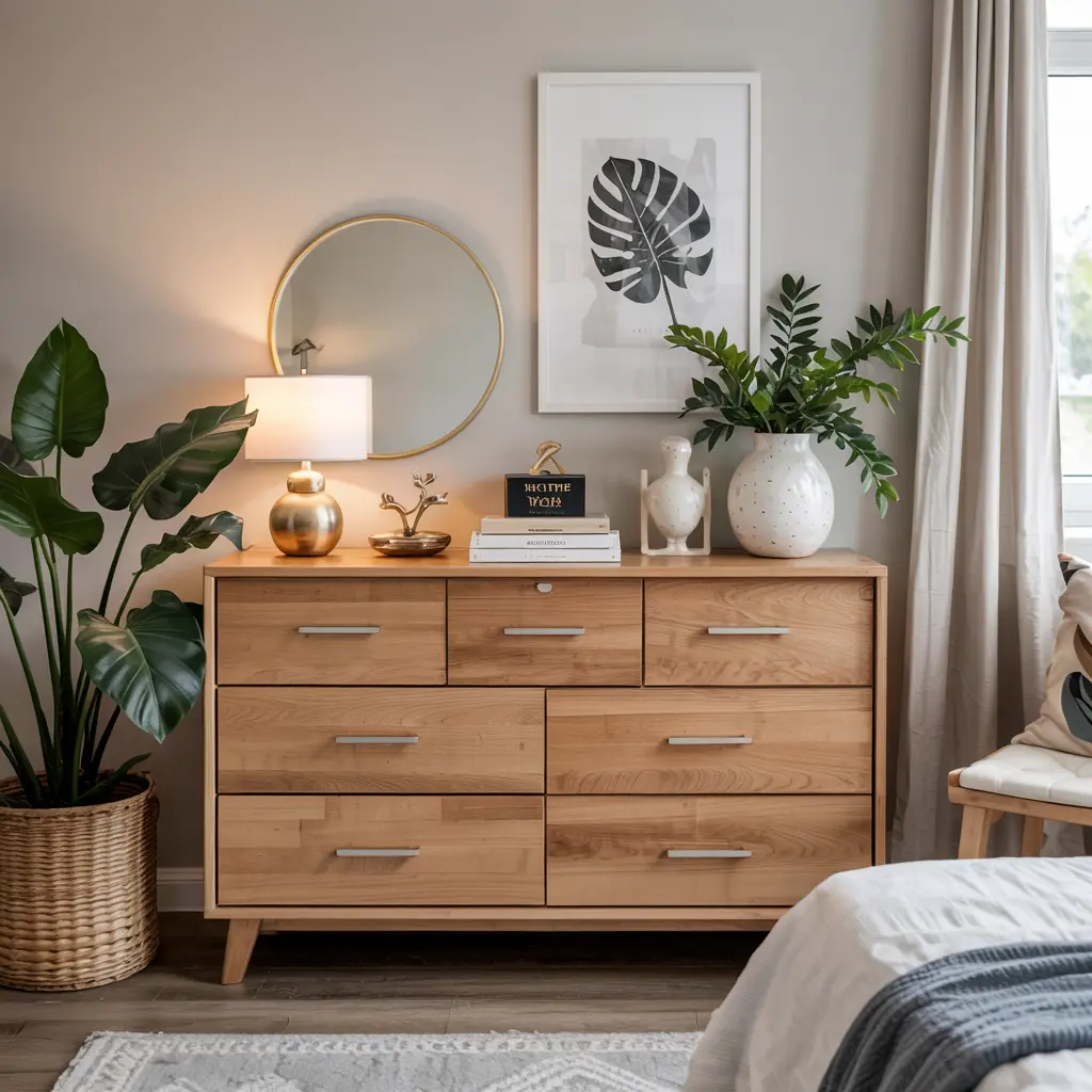 15. Light Wood or White Dresser with Sleek Hardware