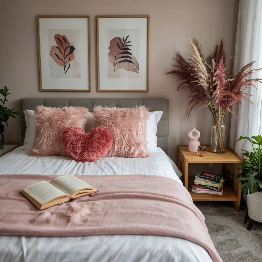25 Bedroom Decor Ideas for Women Apartment to Save Space 19 15. Neutral Bedding with Feminine Accent Pillows