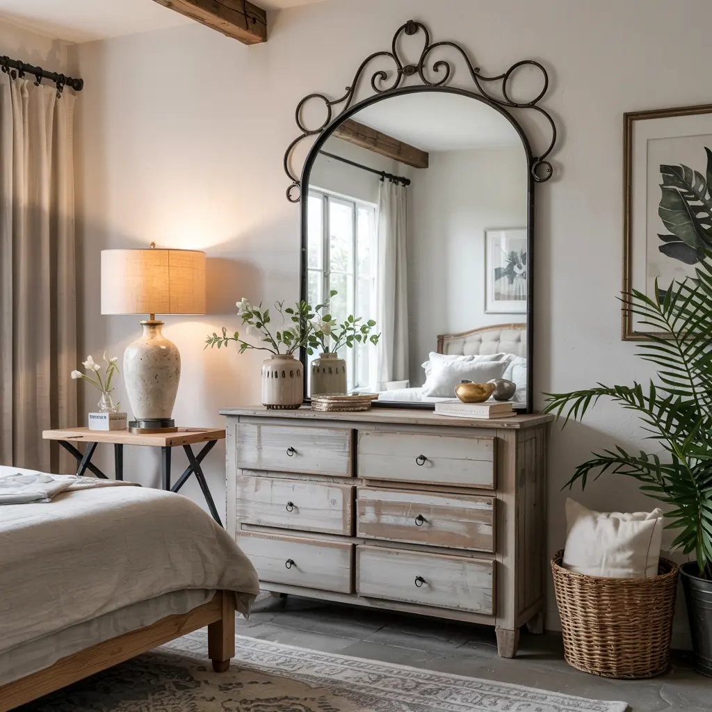 16. Antique Mirror with Wooden or Wrought Iron Frame