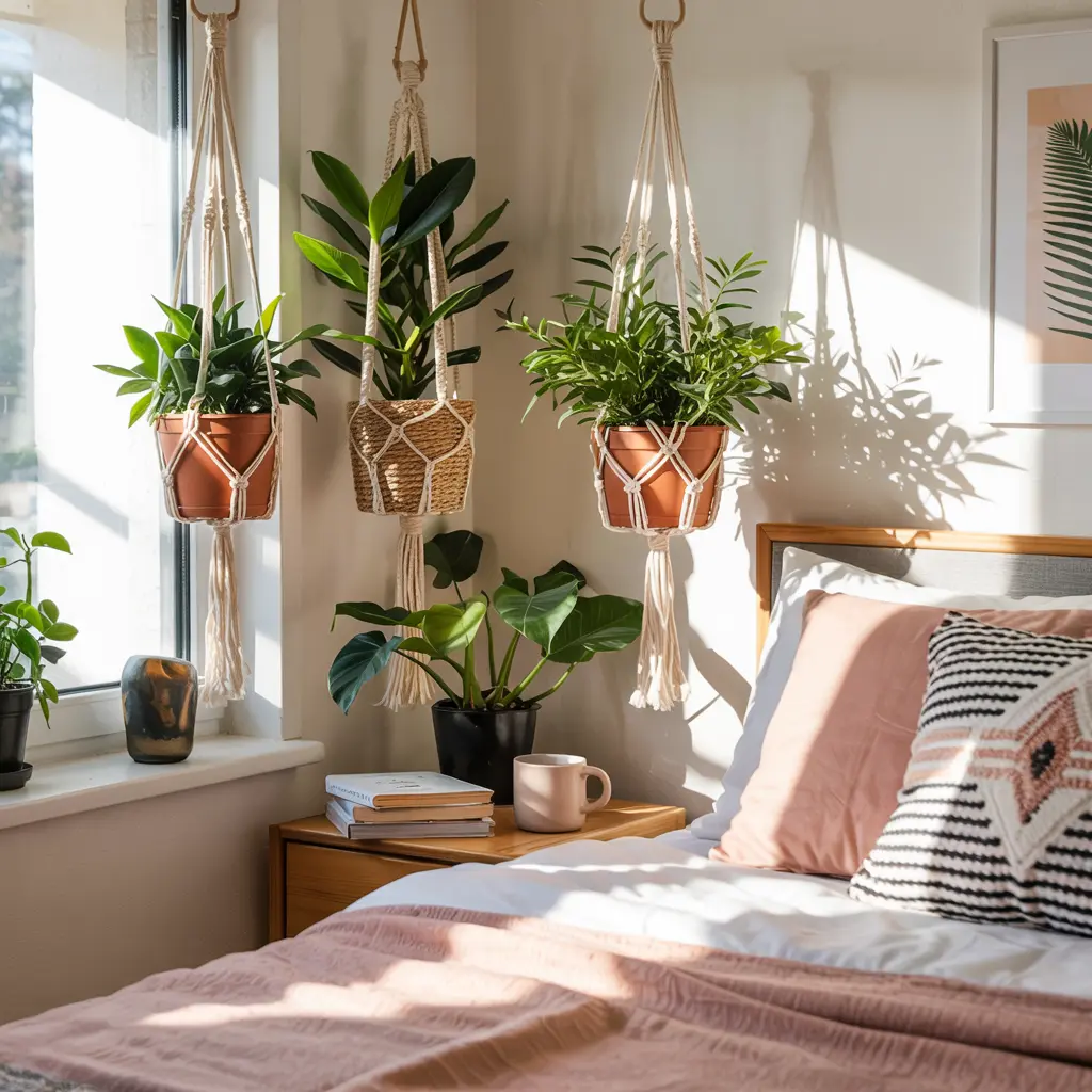 25 Bedroom Decor Ideas for Women Apartment to Save Space 20 16. Indoor Plants for a Fresh and Natural Look