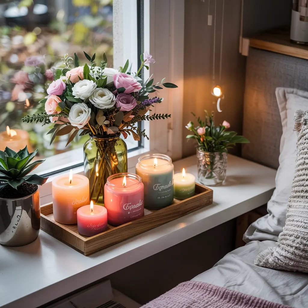 25 Bedroom Decor Ideas for Women Apartment to Save Space 21 17. Scented Candles for a Cozy and Relaxing Atmosphere