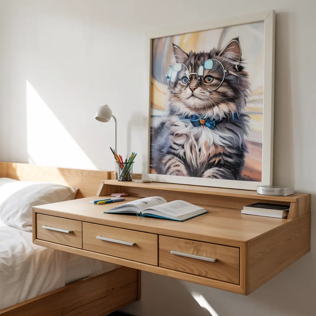 25 Bedroom Decor Ideas for Women Apartment to Save Space 22 18. Floating Desk for a Functional Work Area