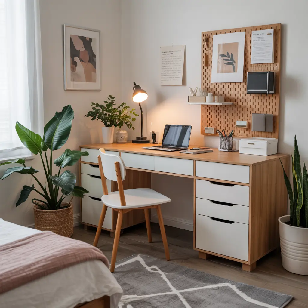18. Minimalist Desk with Simple Functional Accessories