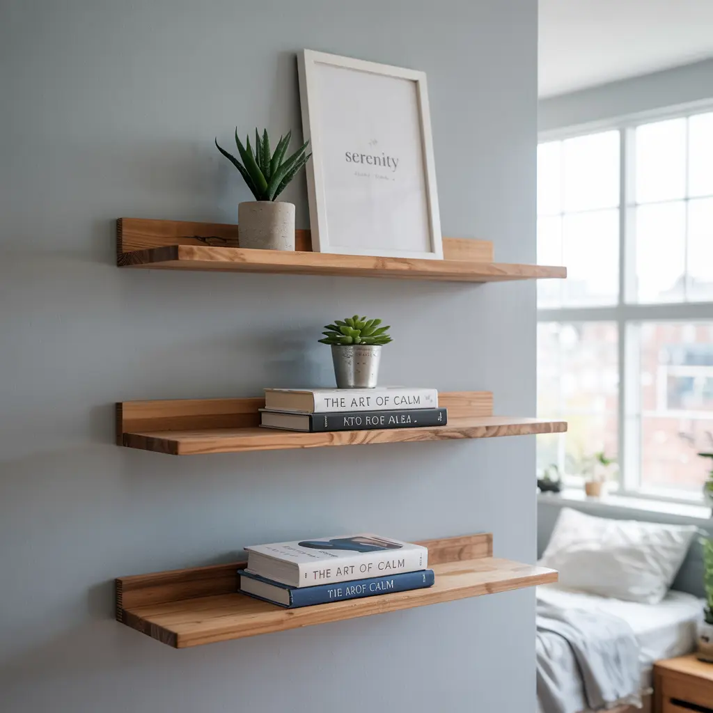18. Minimalist Floating Shelves for Stylish Display Space