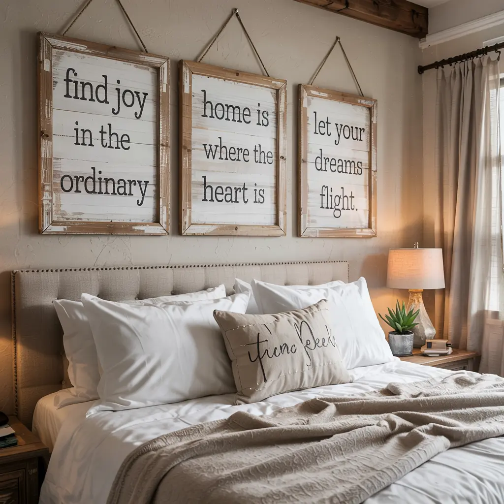 19. Wood Framed Inspirational Quote Signs