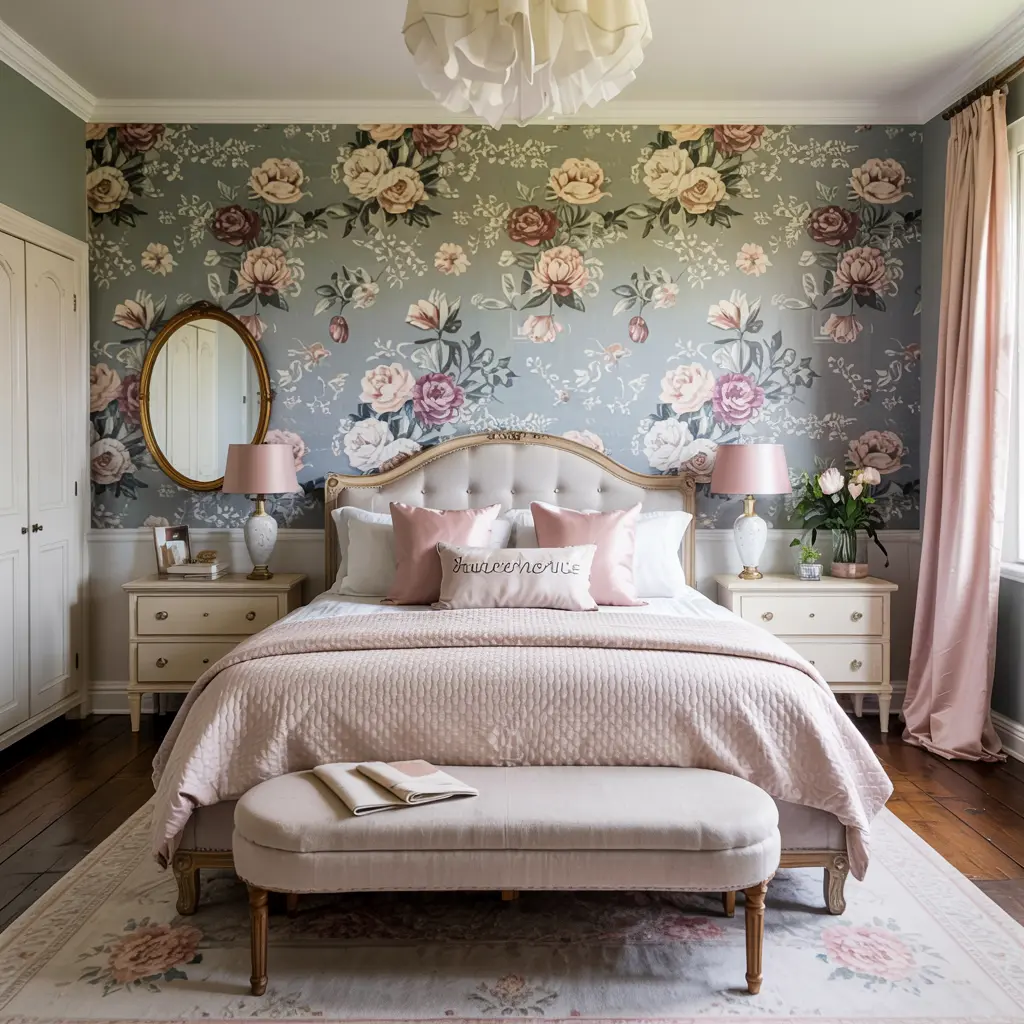 2. Floral Wallpaper with a Soft Romantic Pattern