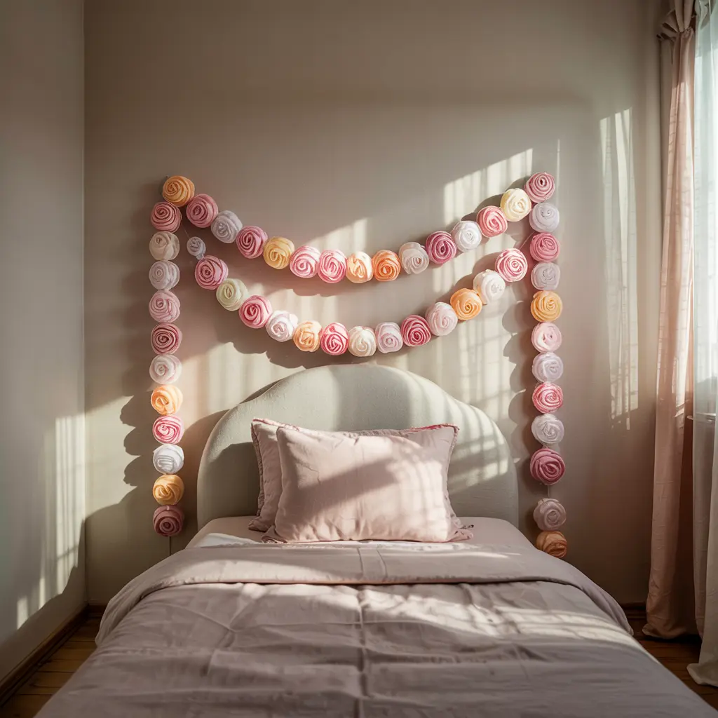 20 Trending DIY bedroom decor ideas for women 2 2. Handmade Floral Garland for a Feminine Look