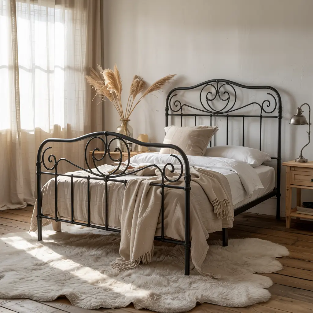 21. Iron or Forged Metal Bed Frame for Industrial Rustic Style