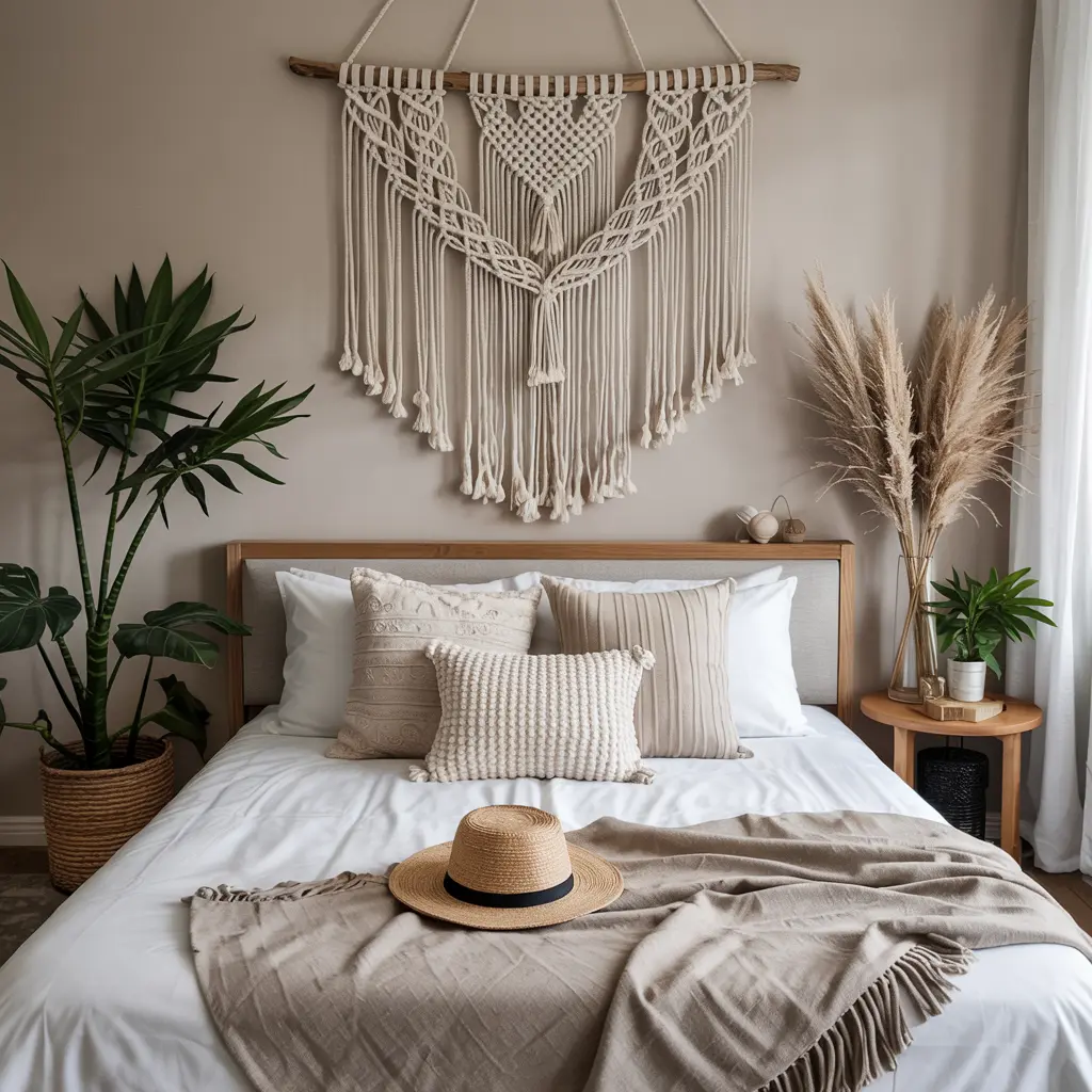 25 Bedroom Decor Ideas for Women Apartment to Save Space 30 22. DIY Macrame Wall Hanging for a Cozy Vibe