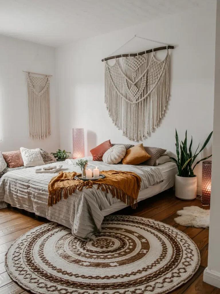 25 Bedroom Decor Ideas Boho Style for Women 31 23. Low Floor Level Bed for a Relaxed Boho Vibe